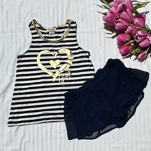 Juicy Couture Two Piece Short Set Navy White Striped Size 8/10